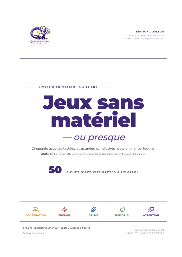 Couverture du livret Jeux sans matériel — ou presque, 50 fiches d'activité